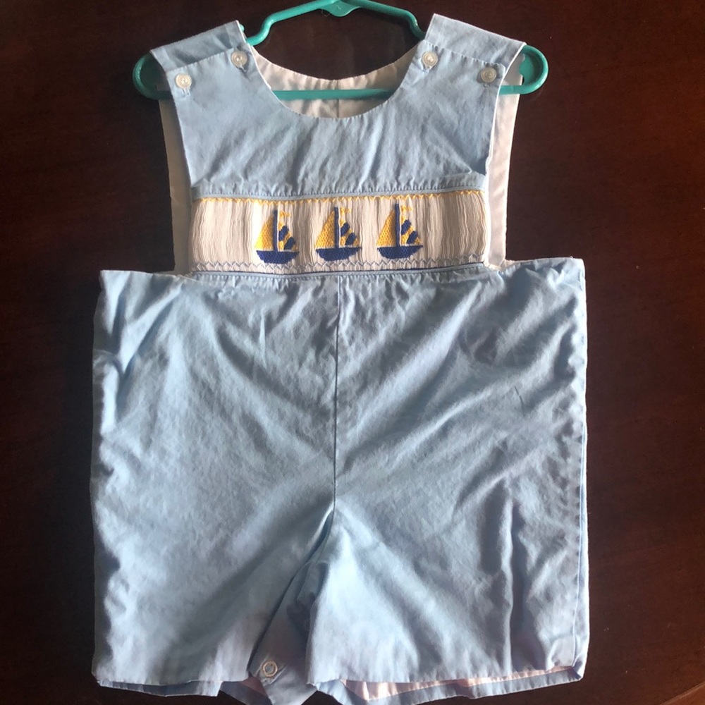 Smocked Sailboat Boys Romper